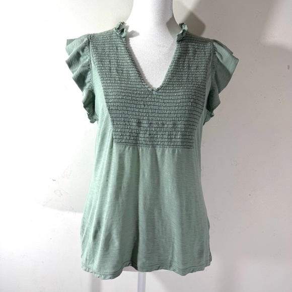 Nation LTD Habiba Tank Sage Green Smocked ruffles - Picture 2 of 11
